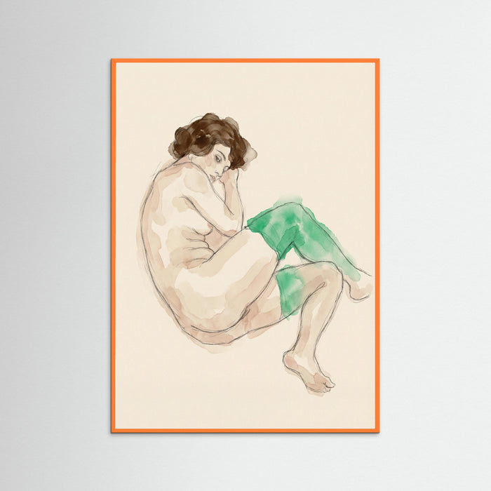 Orange Wood Bending Nude Study