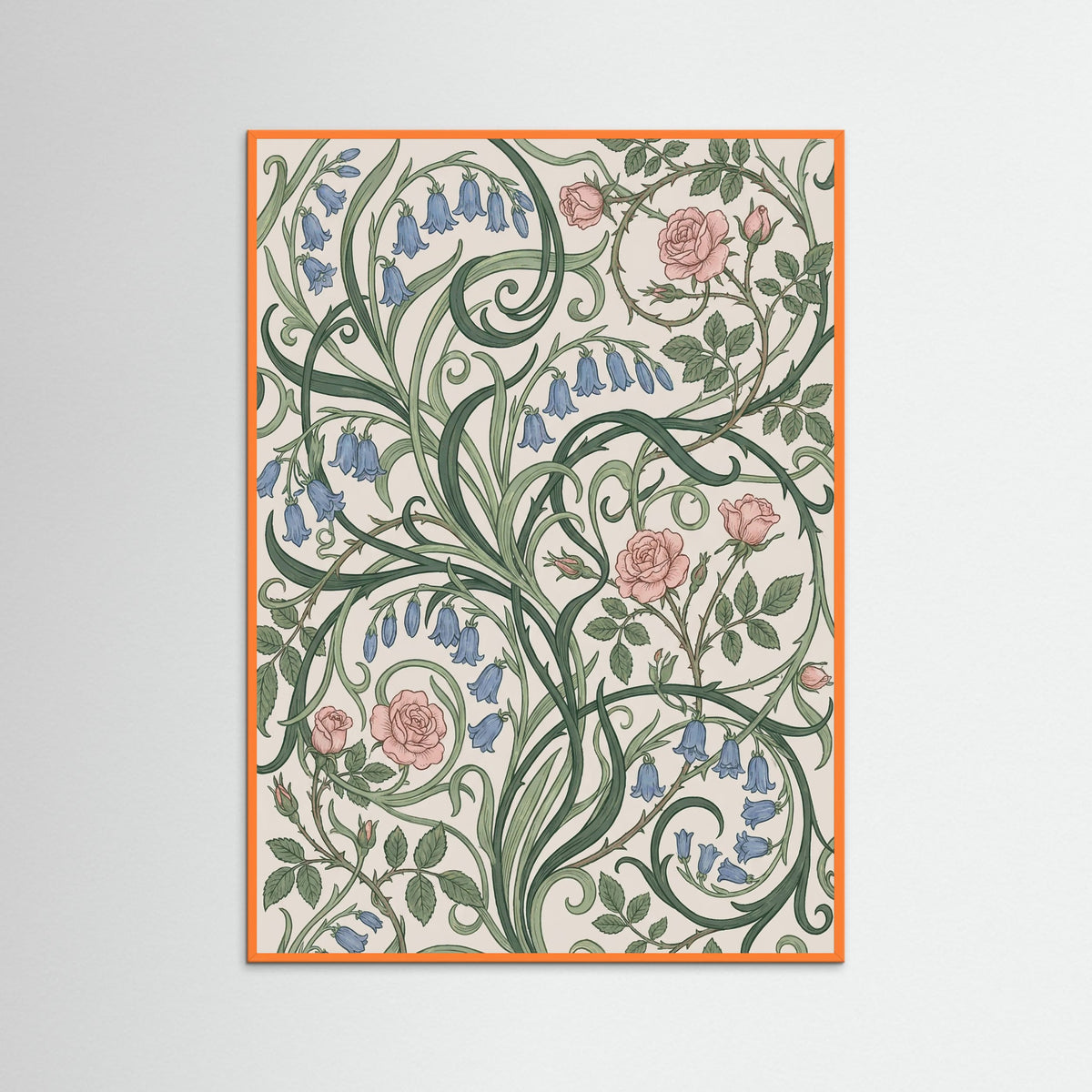 Orange Wood Berry Vine Pattern