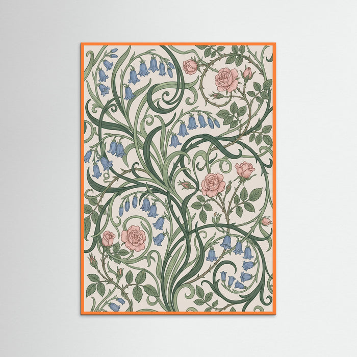Orange Wood Berry Vine Pattern