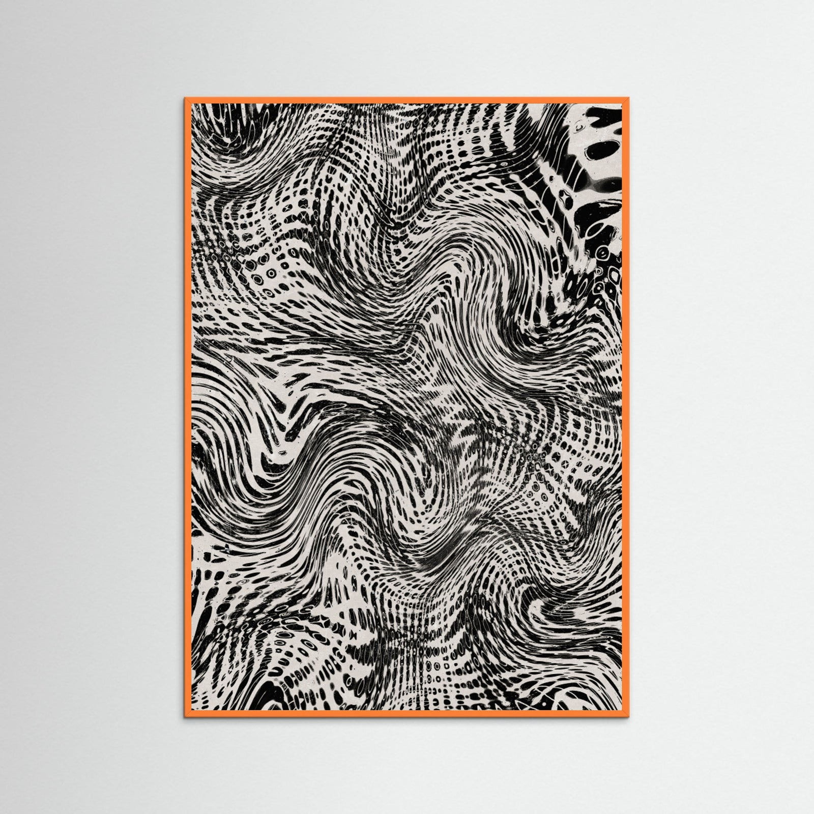 Orange Wood Black And White Net Pattern Poster
