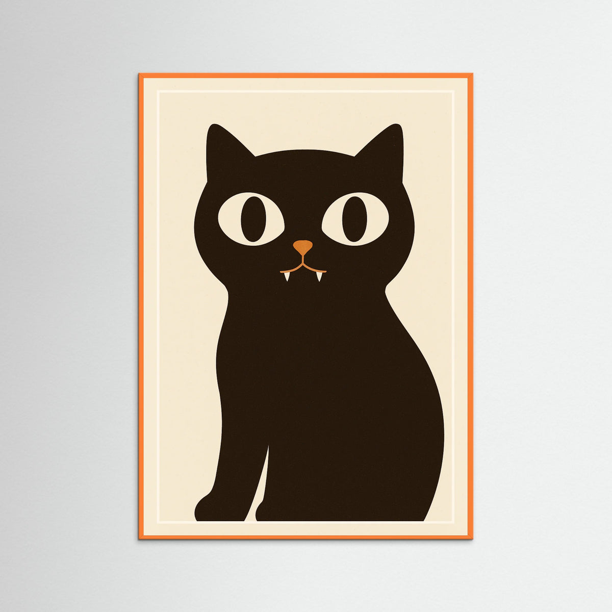 Orange Wood Black Cat Art