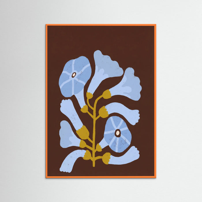 Orange Wood Blue Botanical Bloom