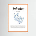 Póster Blue Lobster Poster | Minimalist Coastal Art with Seafood Illustration – póster e impresión artística