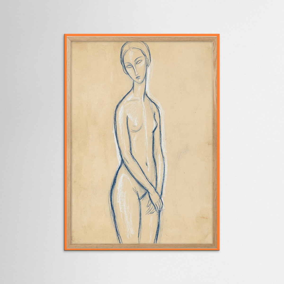 Orange Wood Blue Reclining Figure