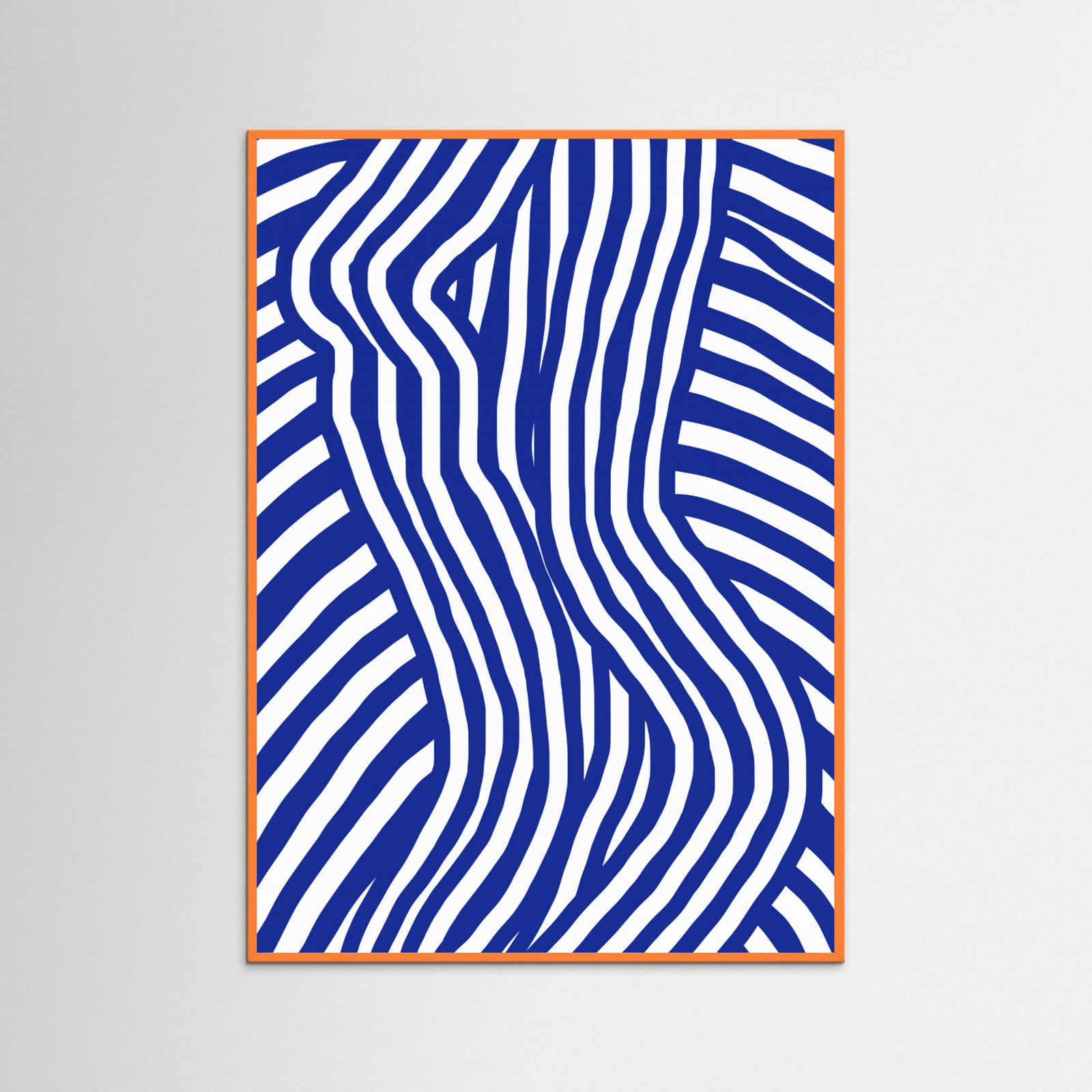Orange Wood Blue and White Striped Nude Poster