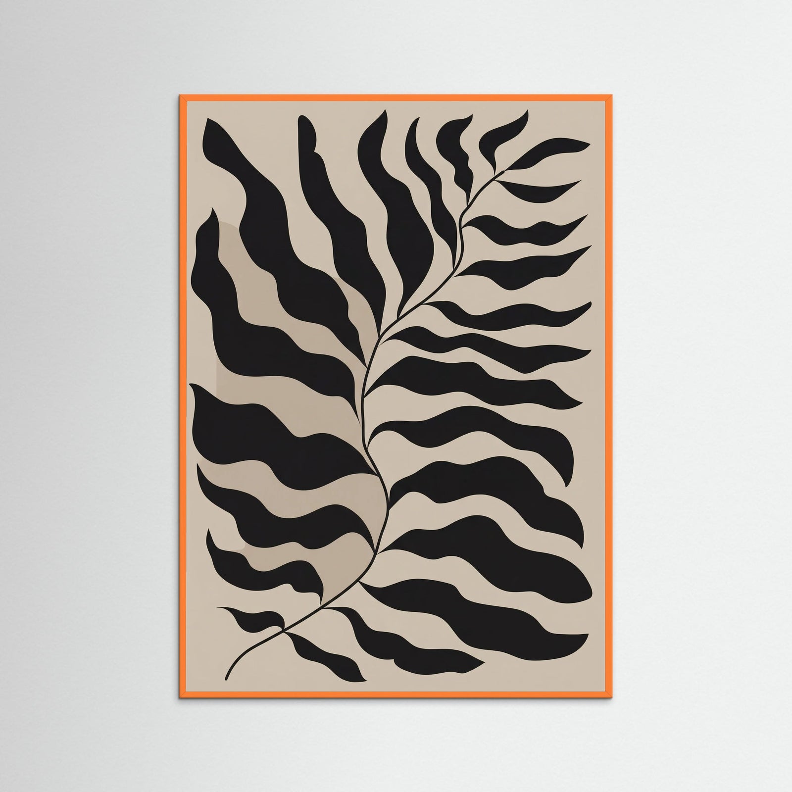 Orange Wood Bohemian Frond Abstract