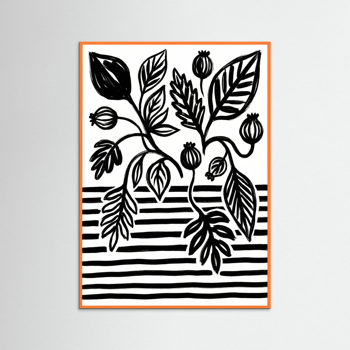 Orange Wood Bold Bloom Still Life