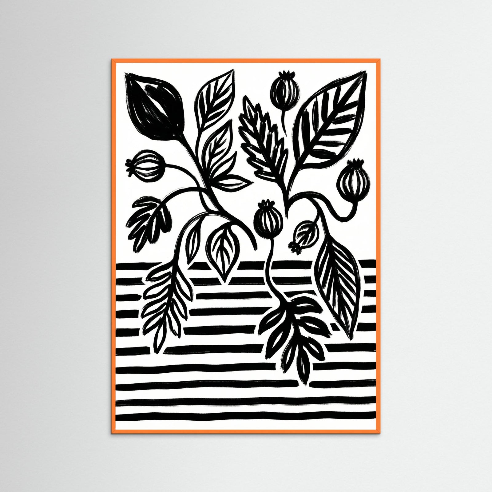 Orange Wood Bold Bloom Still Life