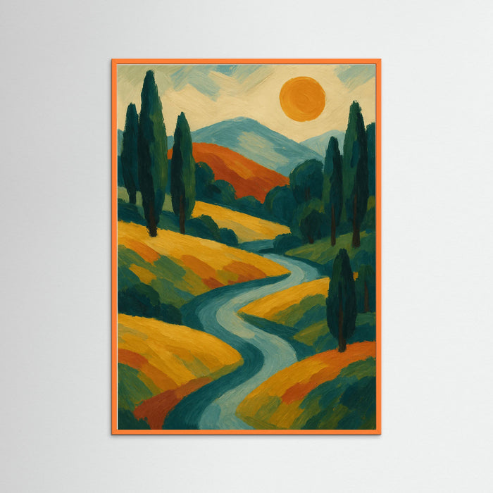 Orange Wood Bold Floral Abstract