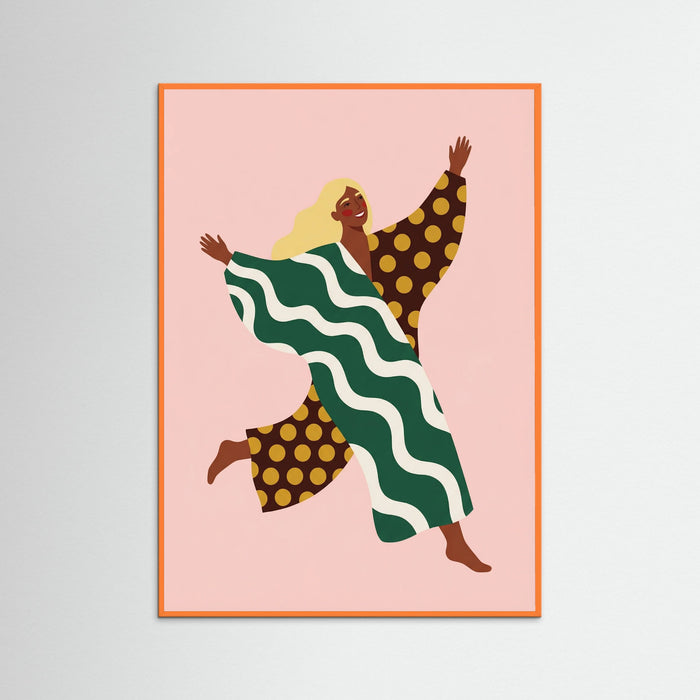Orange Wood Bold Stylized Figure