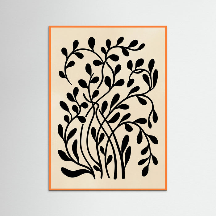 Orange Wood Botanical Silhouette Black