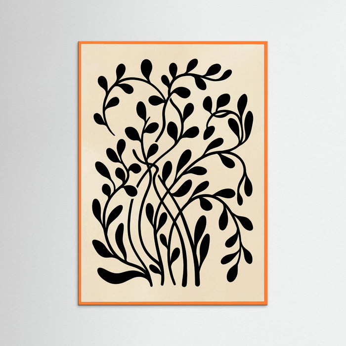 Orange Wood Botanical Silhouette Black