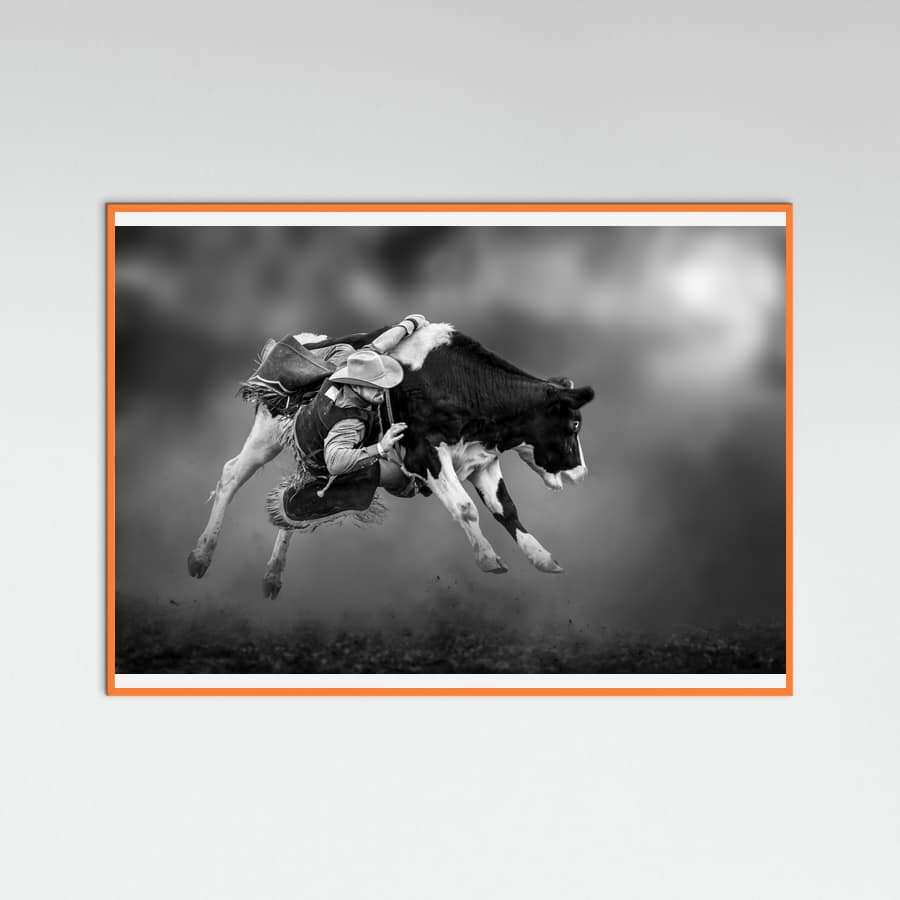 Orange Wood Bucking Calf Ride Poster