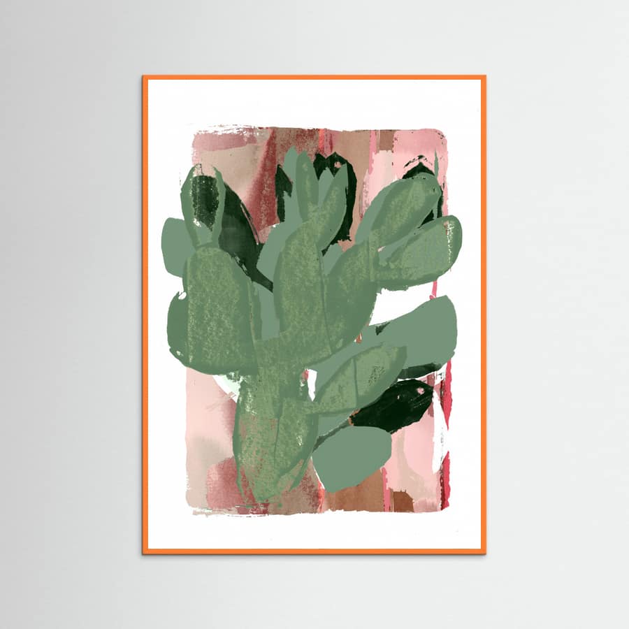 Orange Wood Cactus Green Pink 3 Poster