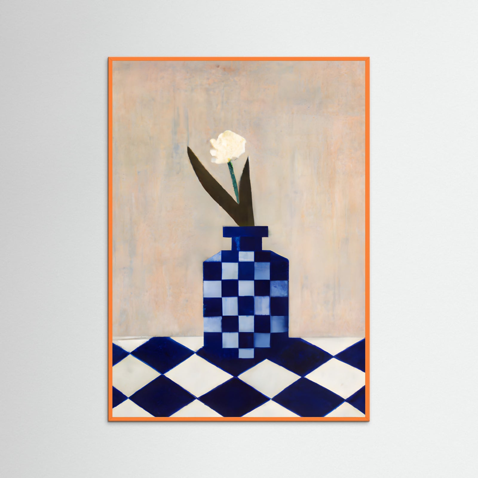 Orange Wood Check the Vase Poster