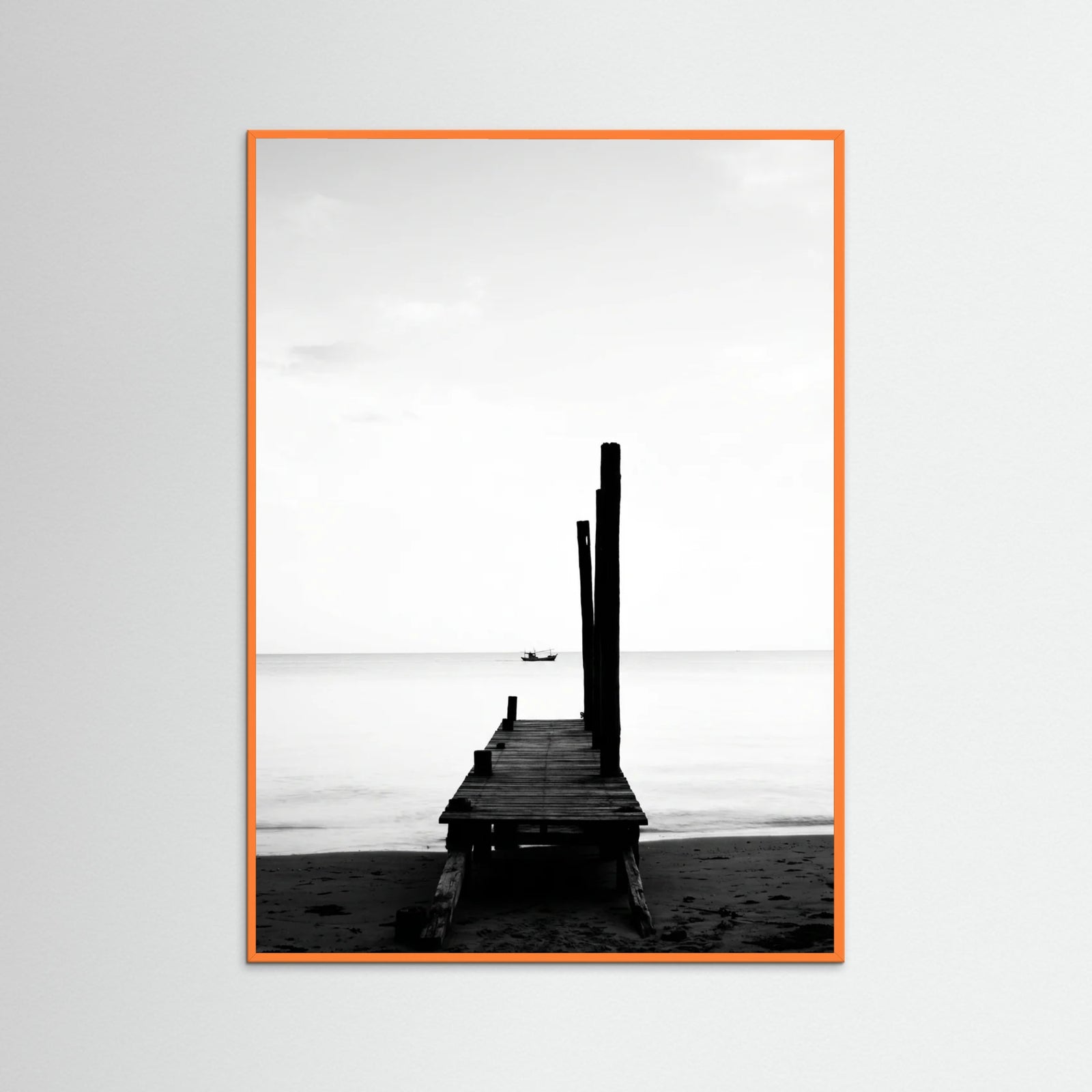 Orange Wood Coastal Silhouettes