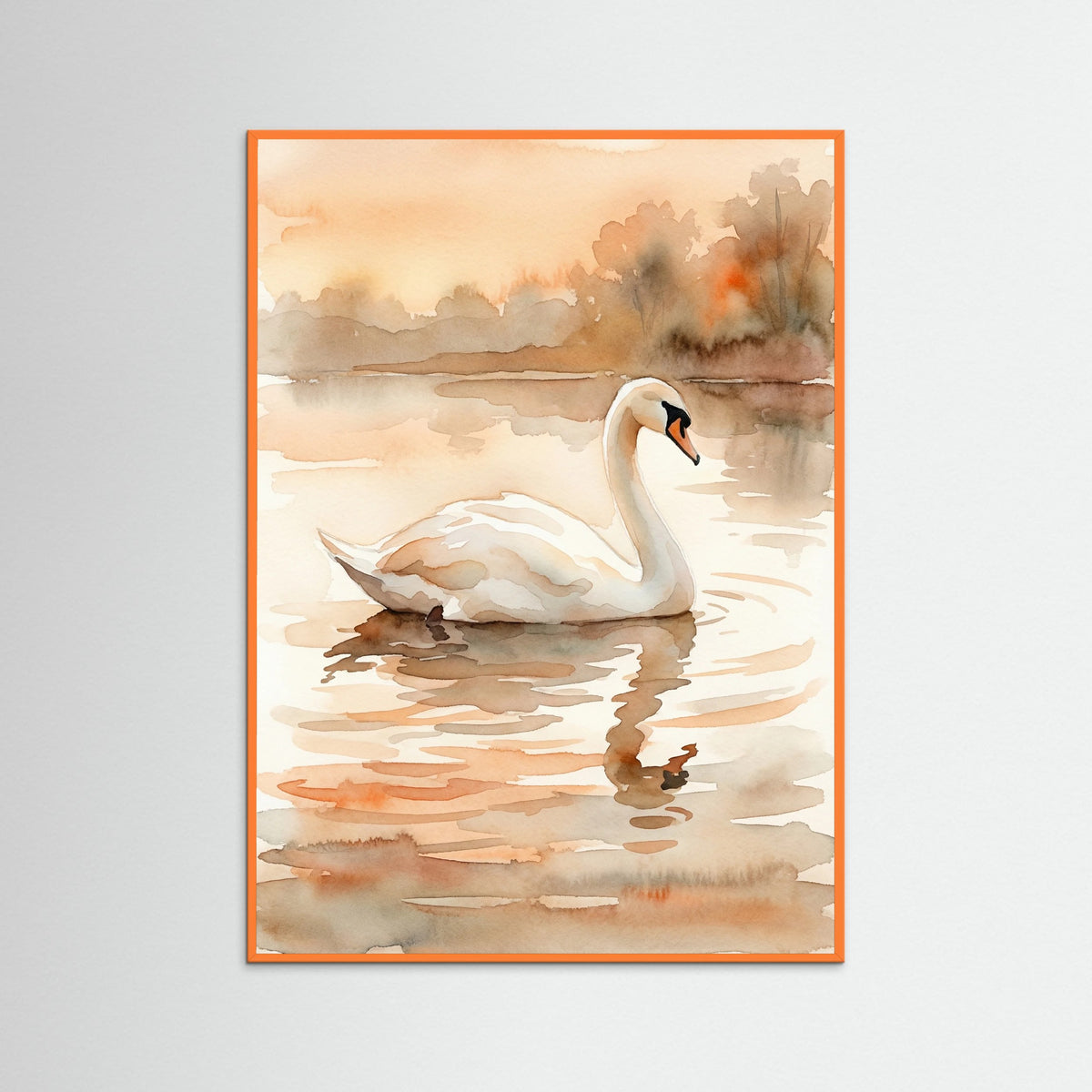 Orange Wood Connected Swans
