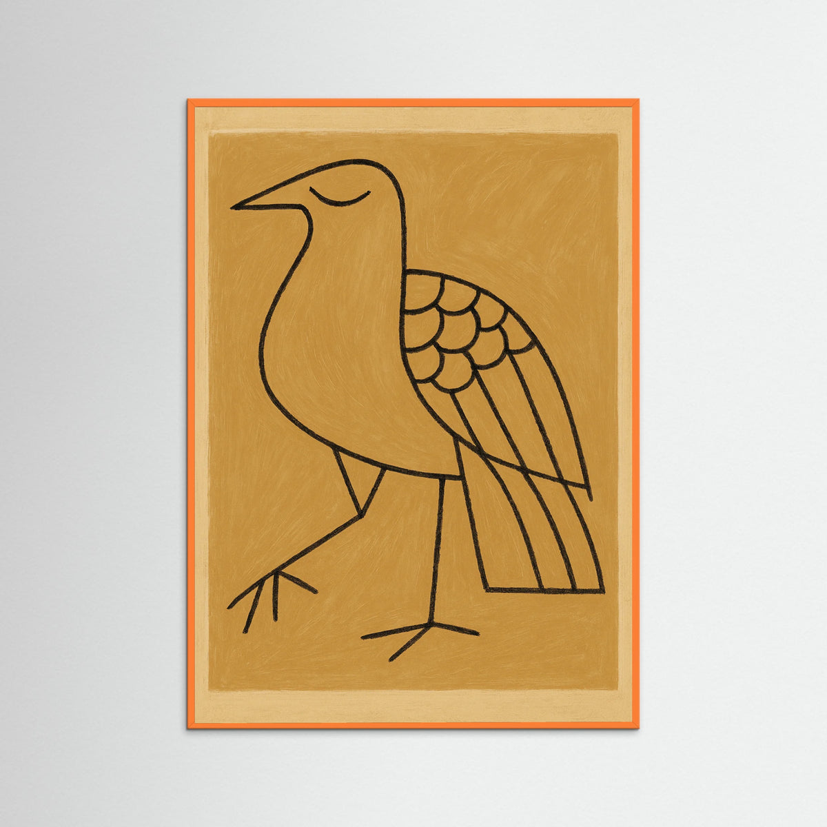 Orange Wood Contemplative Figure
