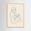 Orange Wood Contemplative Line Portrait