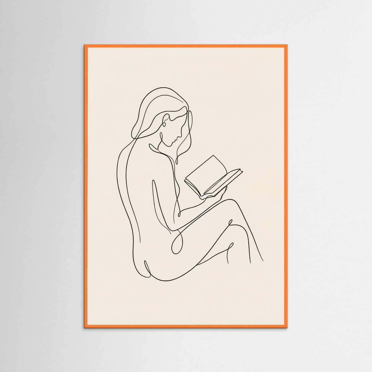 Orange Wood Contemplative Line Portrait