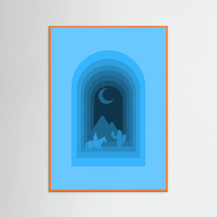 Orange Wood Cool Desert Night Poster