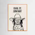 Orange Wood Cool it Cowboy Black Poster