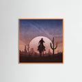 Orange Wood Cowboy Sunset Poster