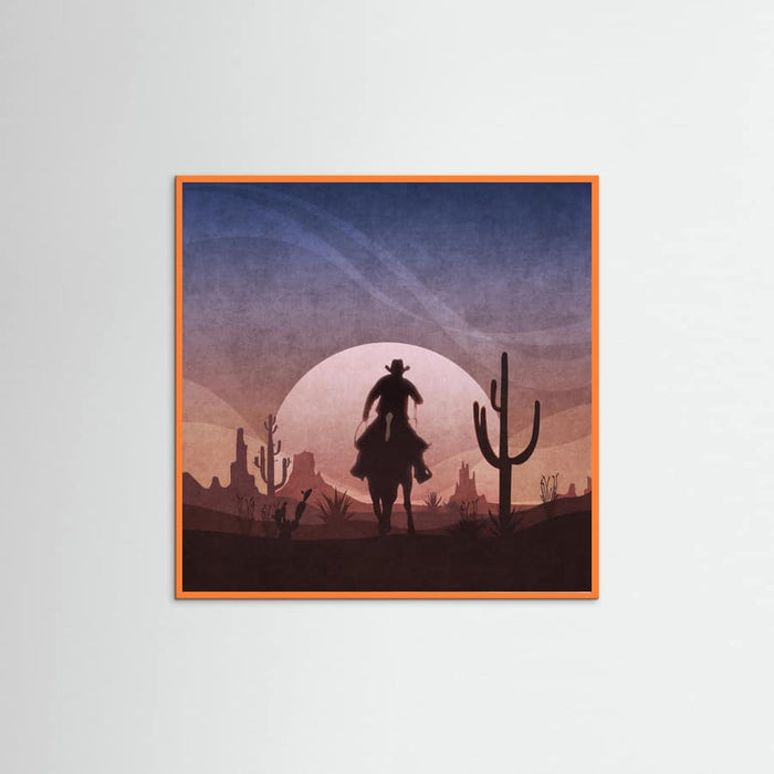 Orange Wood Cowboy Sunset Poster