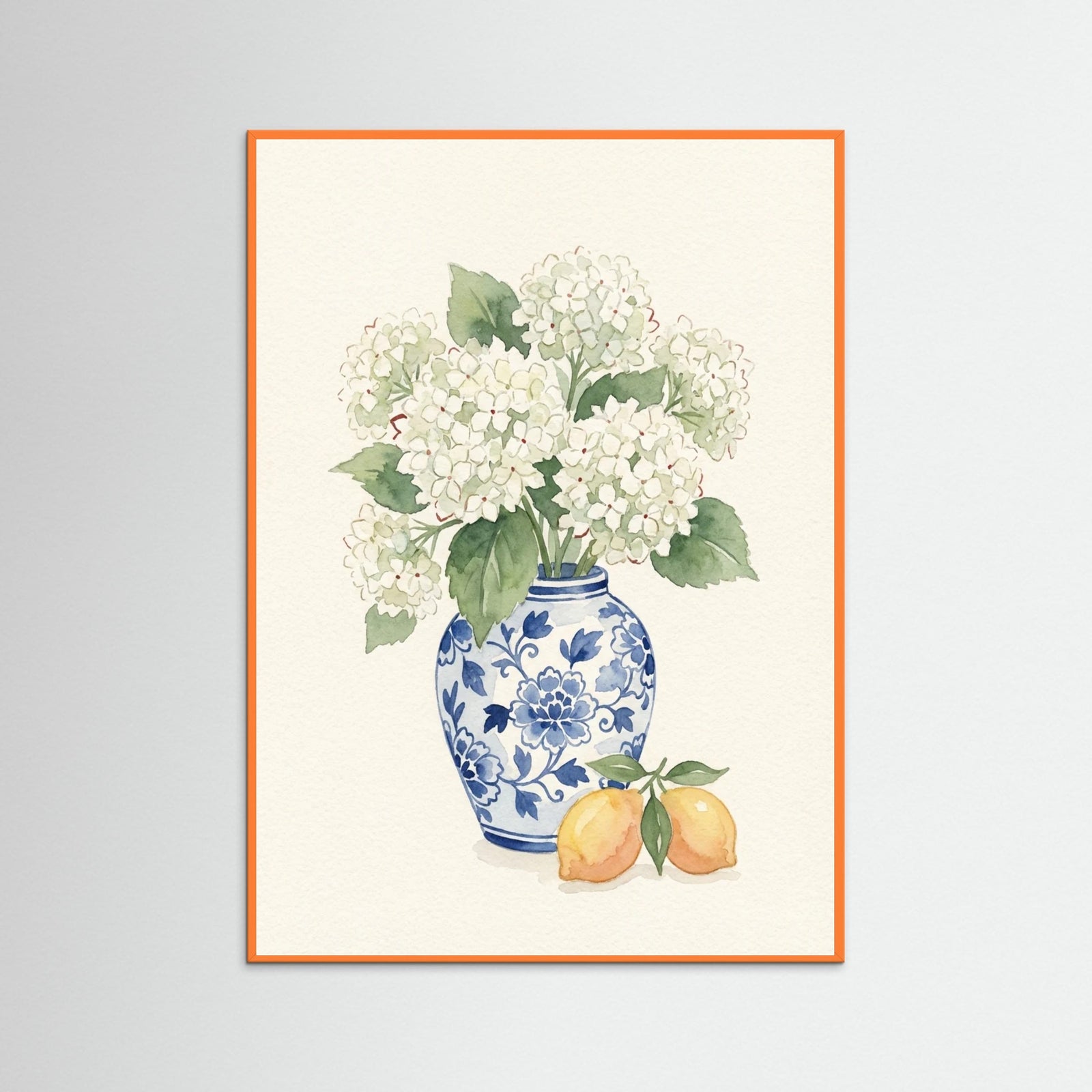 Orange Wood Crimson Bloom Still Life