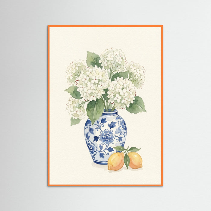Orange Wood Crimson Bloom Still Life