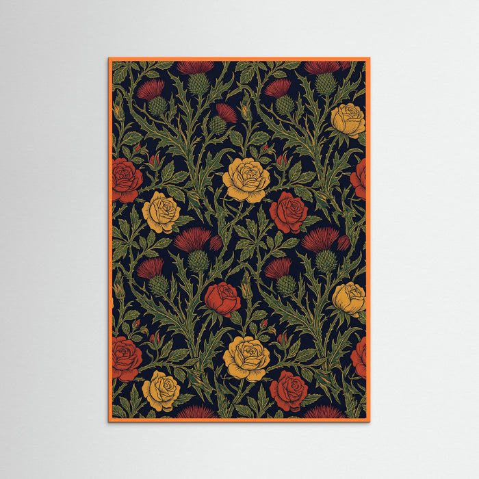 Orange Wood Crimson Floral Tapestry