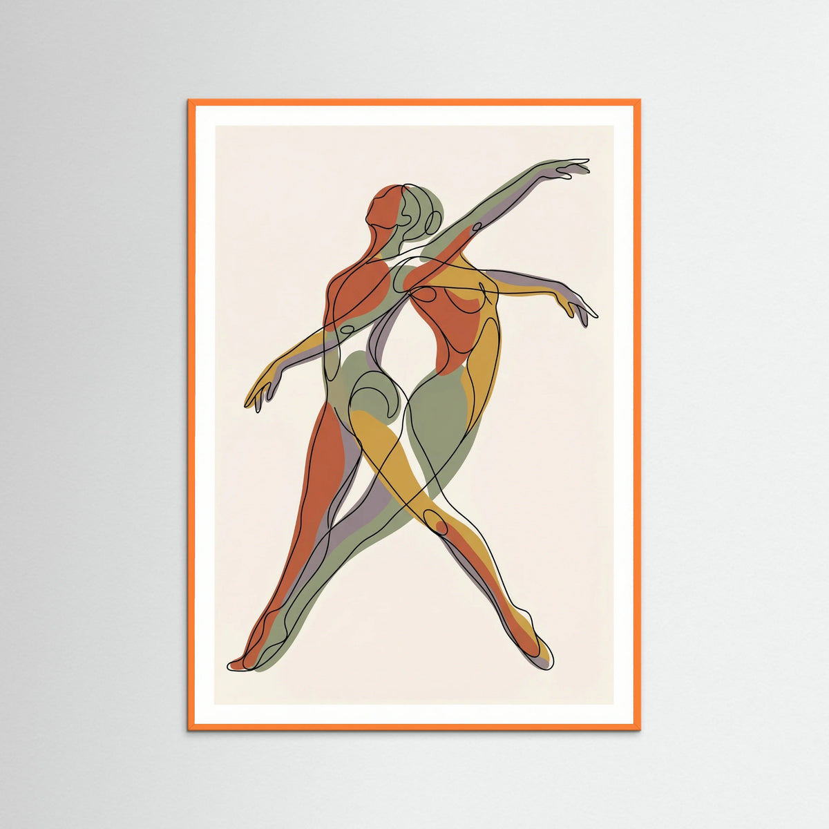 Orange Wood Cubist Contour Faces