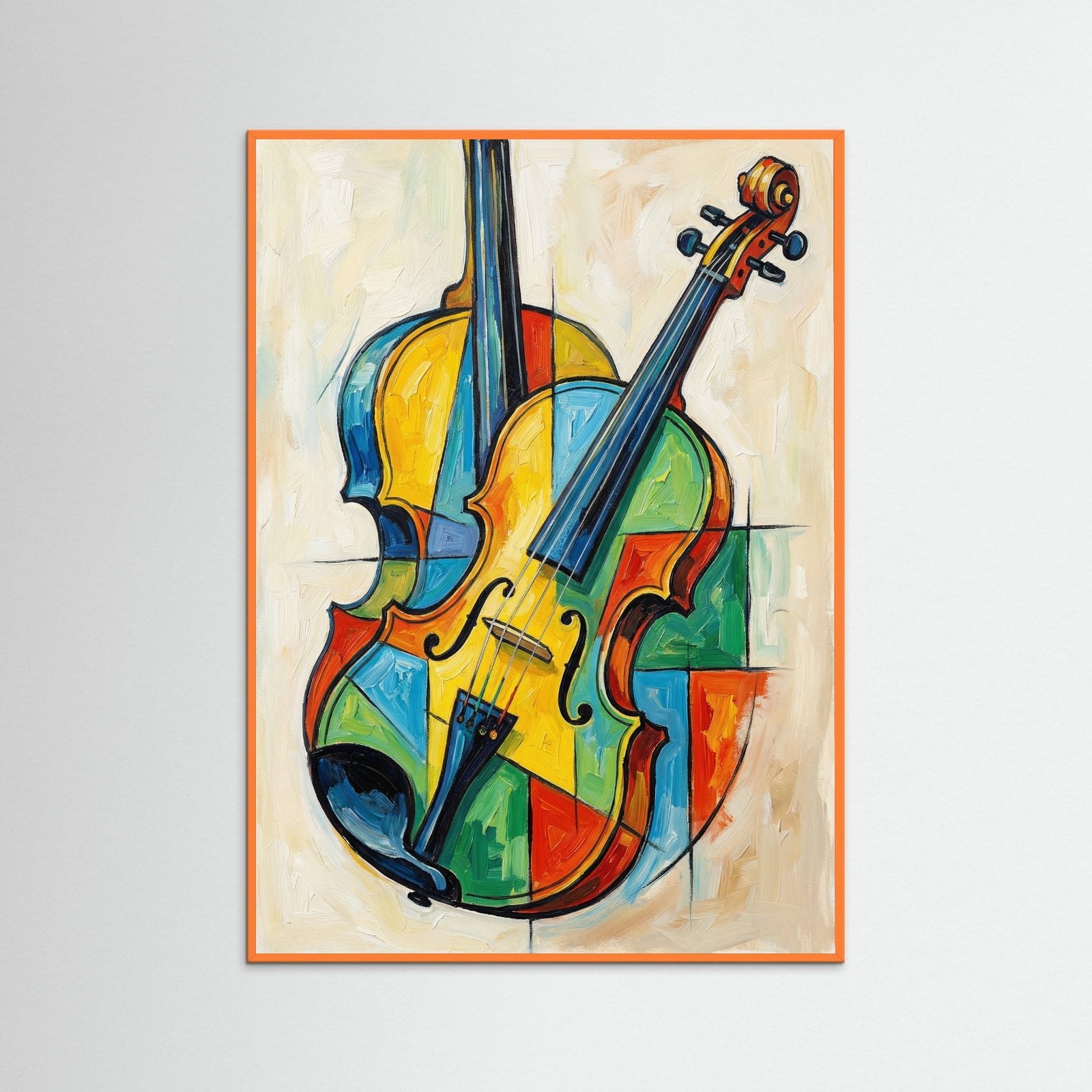 Orange Wood Cubist Female Bust