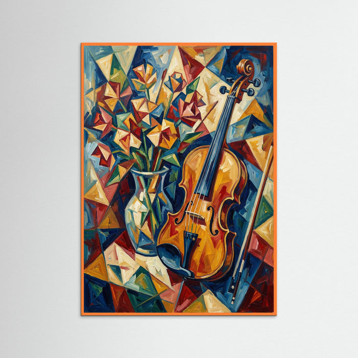 Orange Wood Cubist Figure