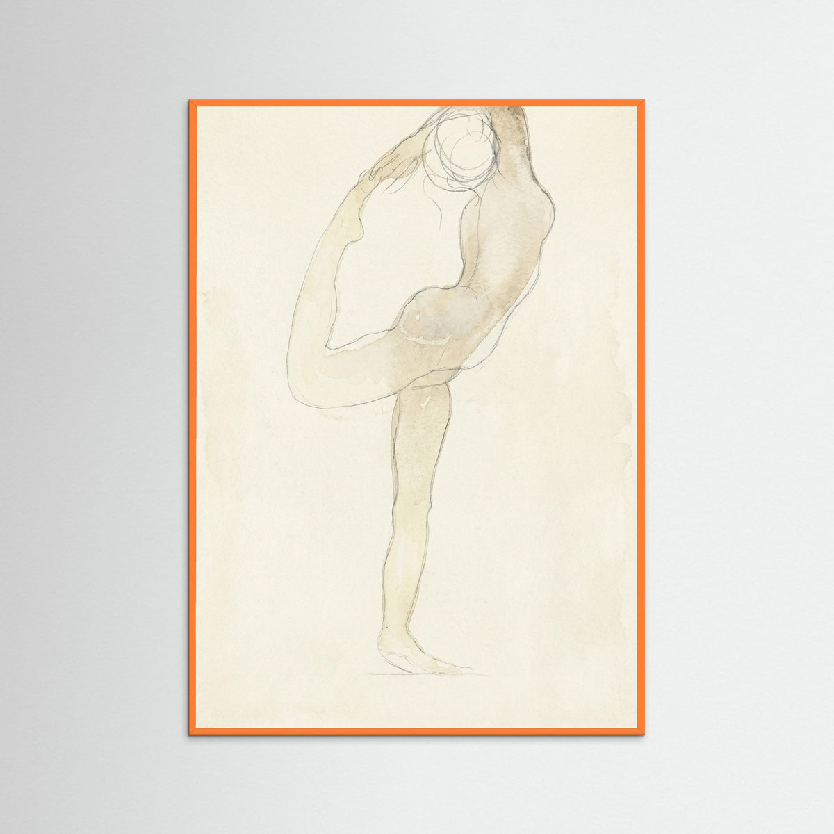 Orange Wood Dancing Figure Sketch