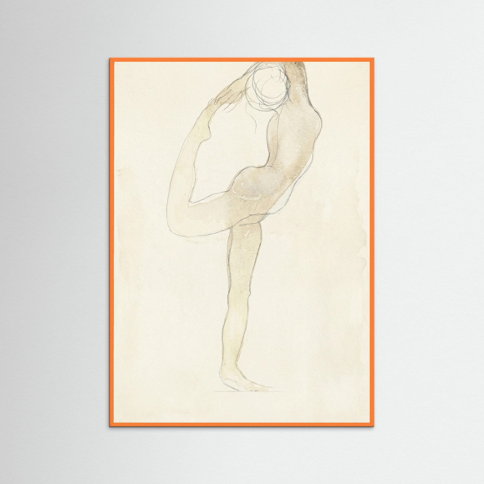 Orange Wood Dancing Figure Sketch