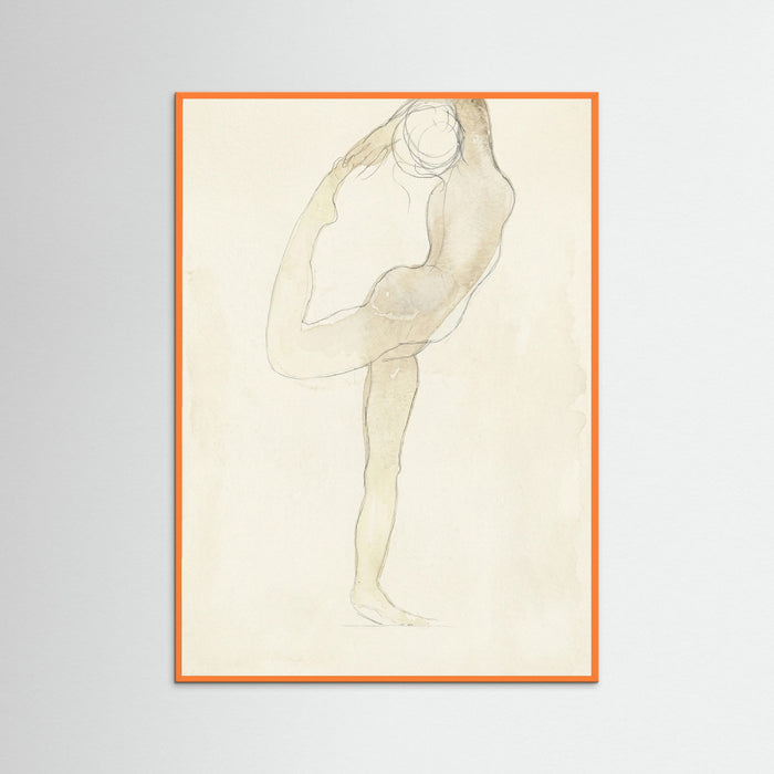 Orange Wood Dancing Figure Sketch