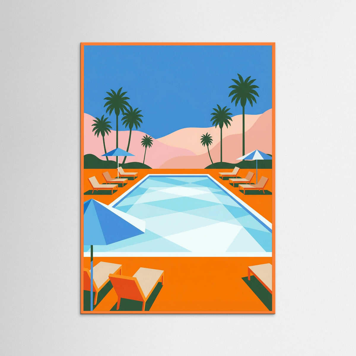 Orange Wood Desert Mid Century