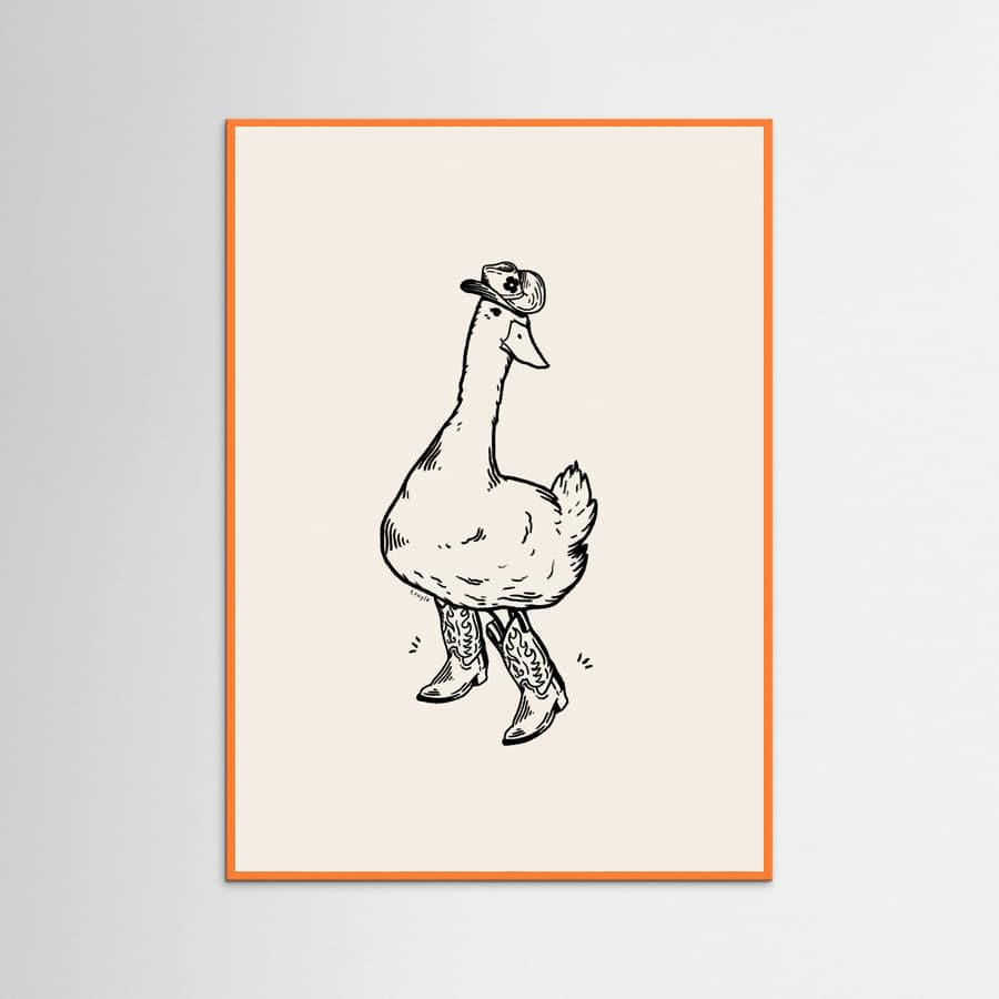 Orange Wood Duck wearing Western Boots Poster