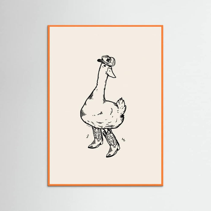 Orange Wood Duck wearing Western Boots Poster