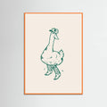 Orange Wood Duck wearing Western Boots in green Poster