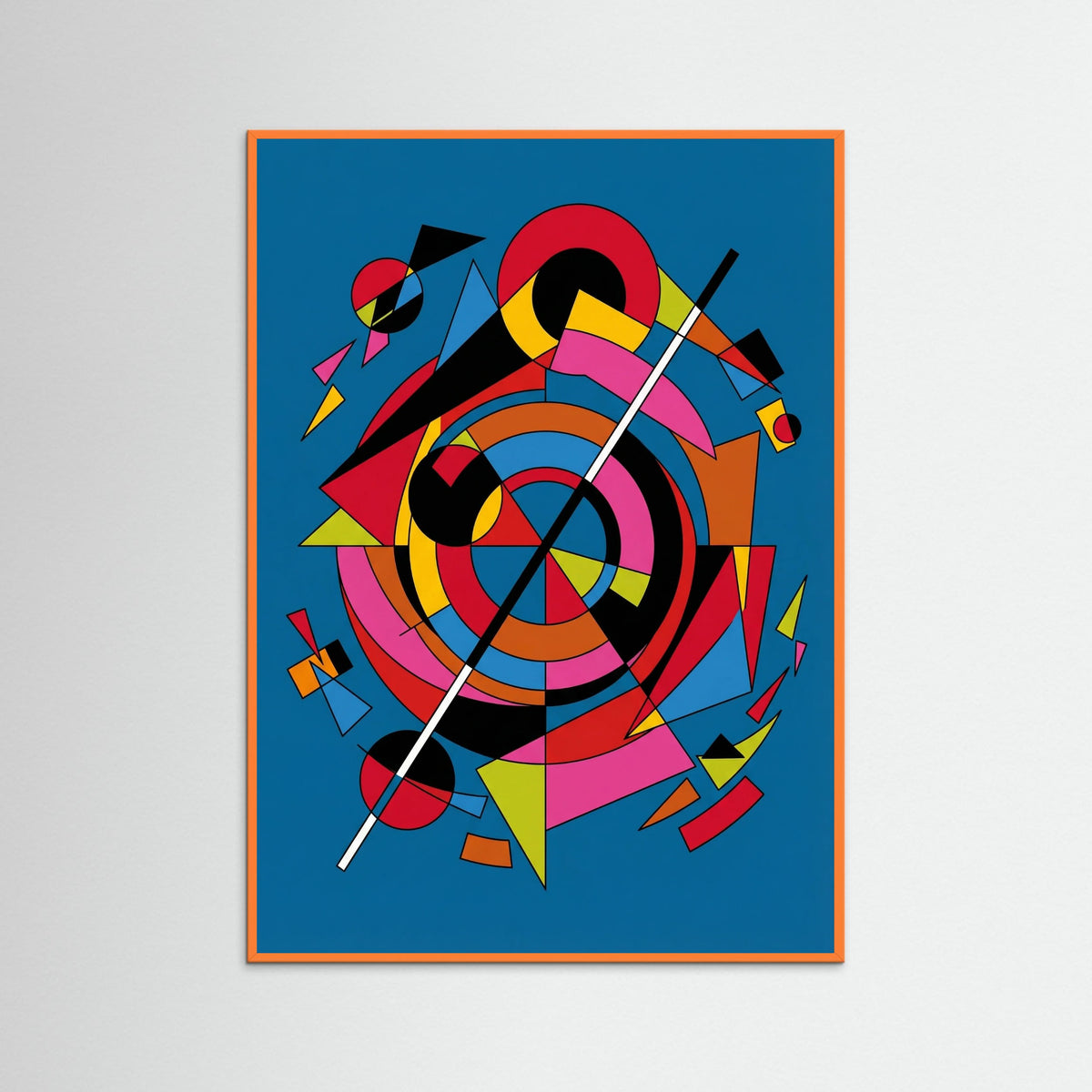 Orange Wood Dynamic Abstraction Blue