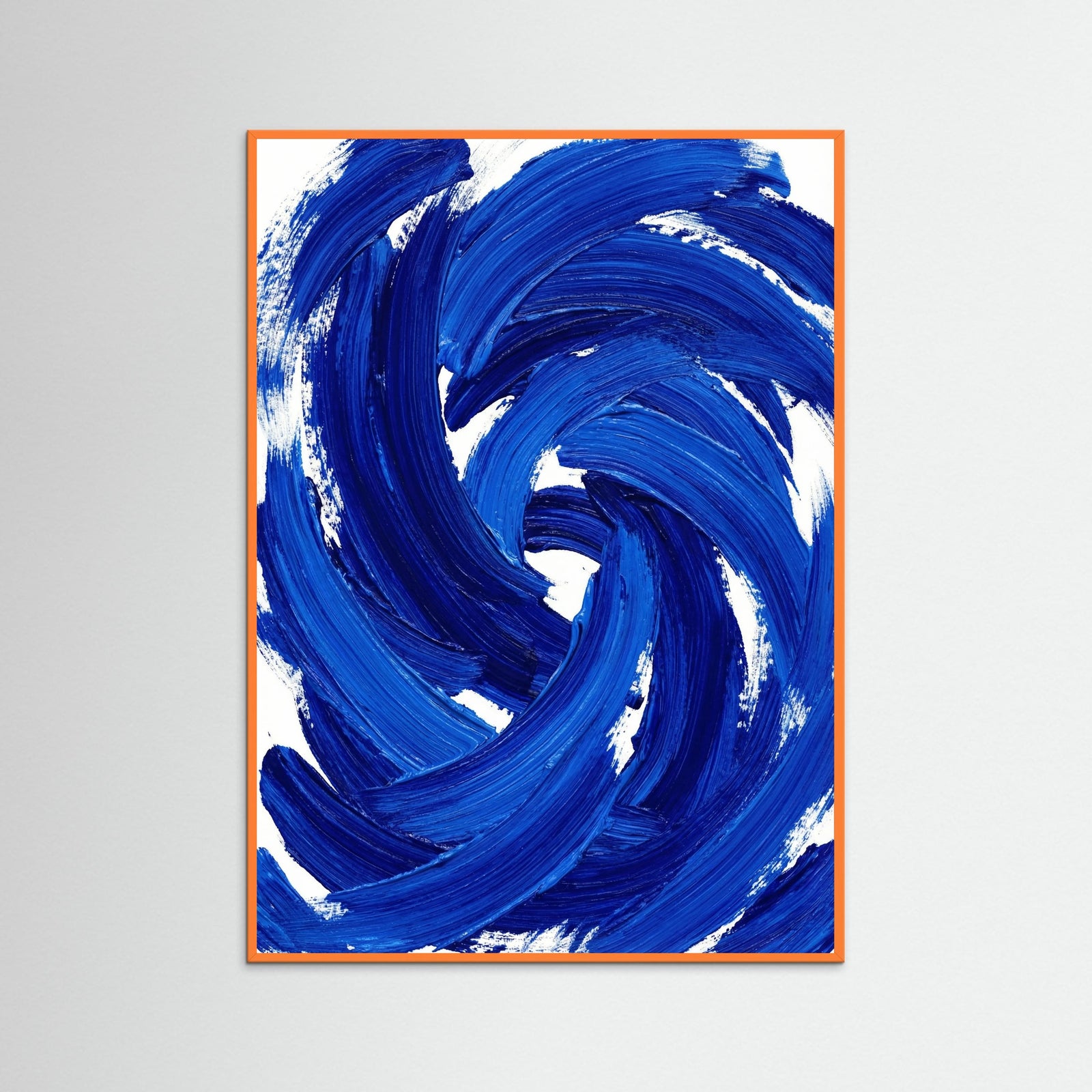 Orange Wood Dynamic Blue Abstraction