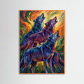 Orange Wood Dynamic Blue Horses