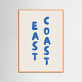 East Coast Vertical Text Bold Blue Poster – plakat og kunsttryk