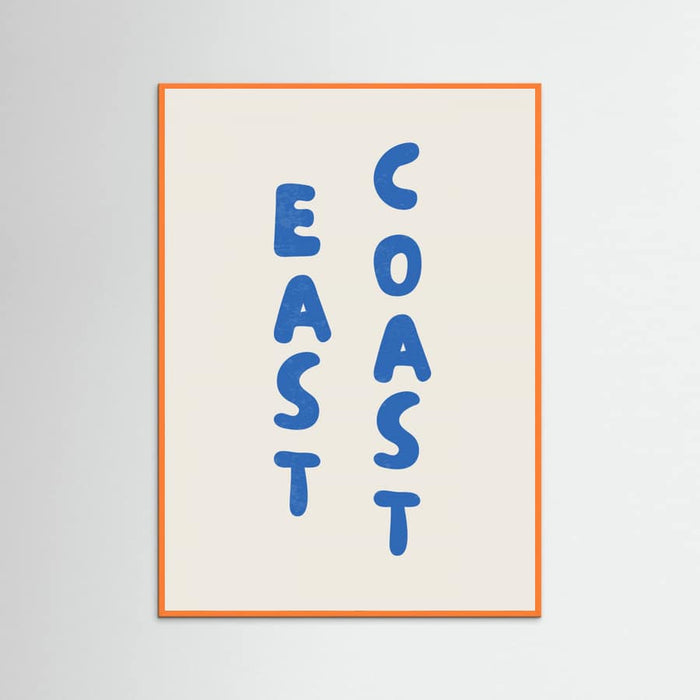 East Coast Vertical Text Bold Blue Poster – plakat og kunsttryk