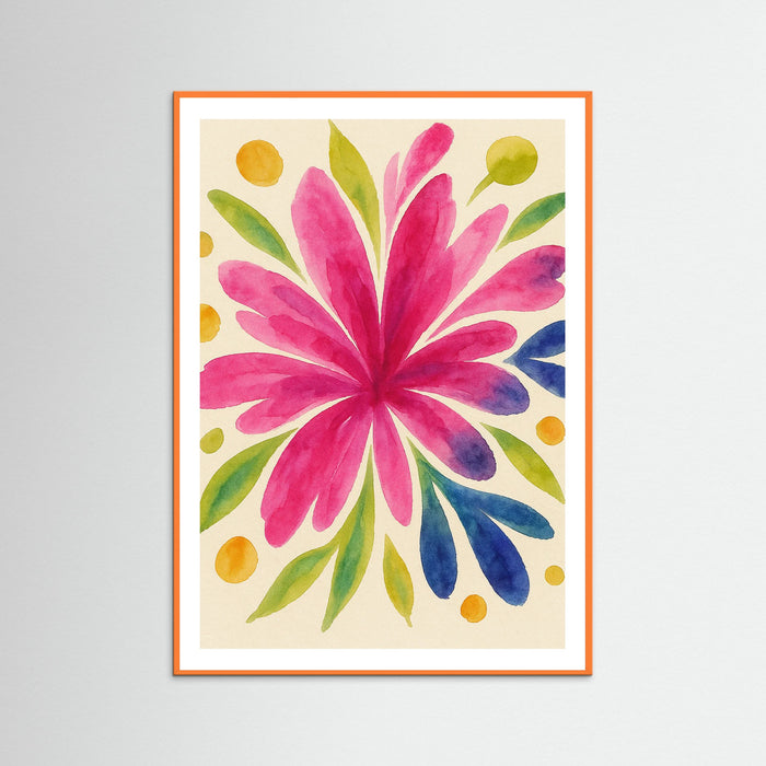 Orange Wood Floral Burst