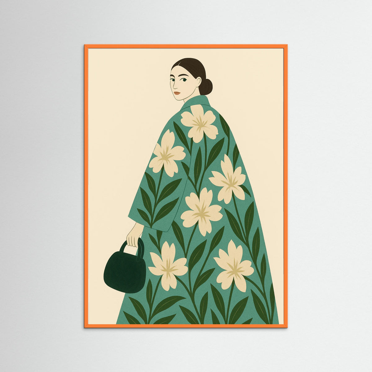 Orange Wood Floral Dress Figure