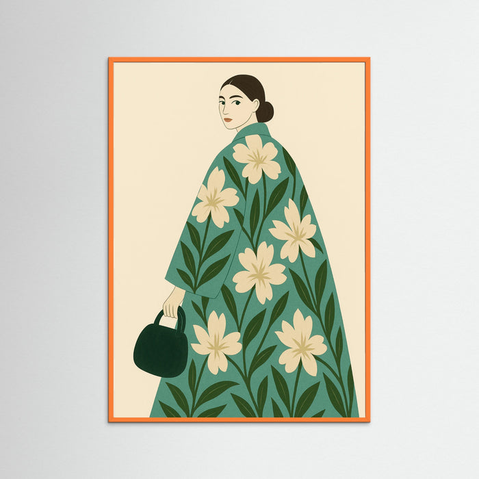 Orange Wood Floral Dress Figure