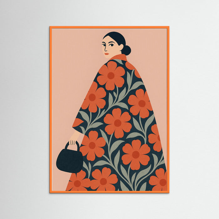 Orange Wood Floral Elegance